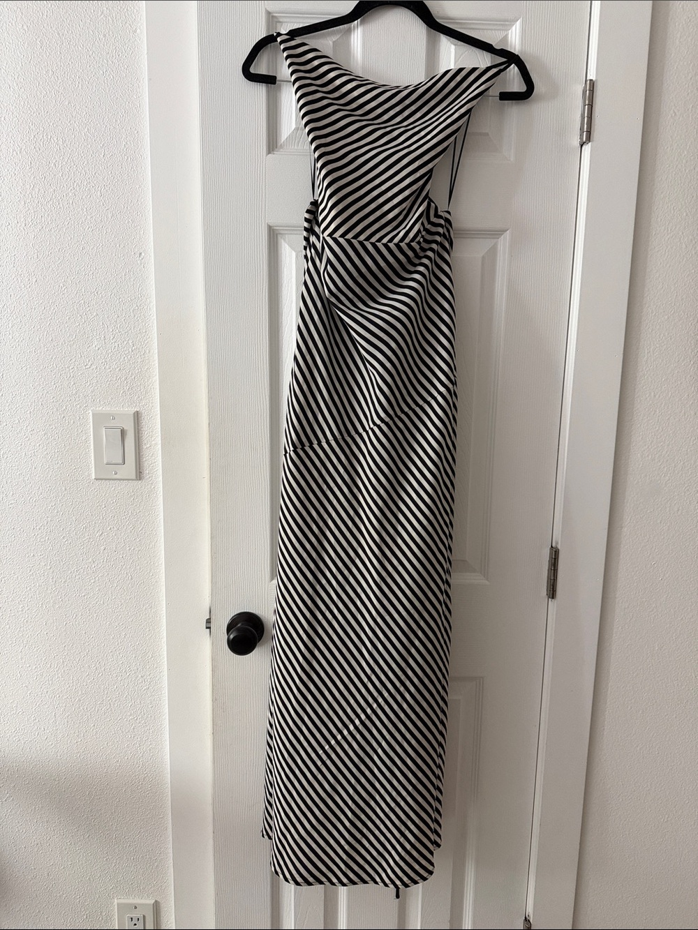 Black & White Diagonal Stripe Maxi Dress